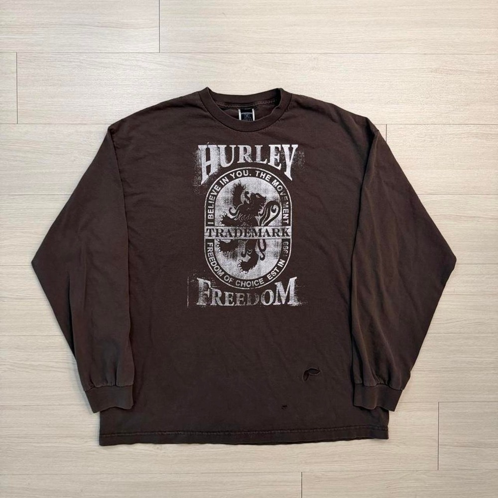 Y2K Hurley Freedom Movement Brown Long Sleeve Shirt Mens Size XXL Surk Skate